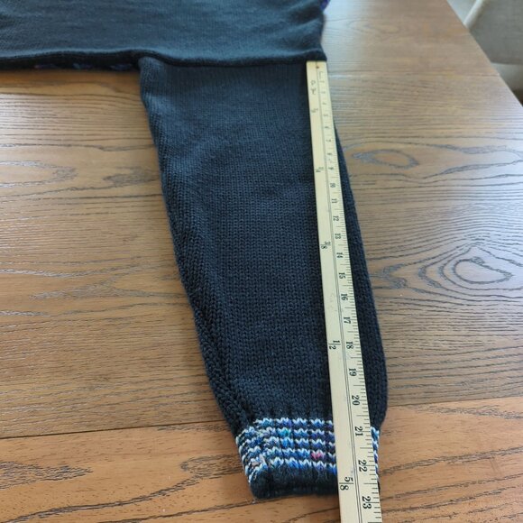 Vintage 80s Concrete Black Blue Sweater L / XL Geometric Abstract Knit Acrylic - Picture 12 of 14